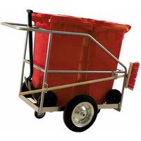 Street Cleaning Barrow with 2 x 120L Red Wheelie Bins Brush And Shovel