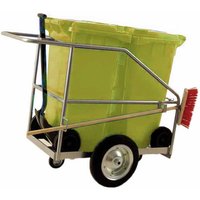 Street Cleaning Barrow with 2 x 120L Yellow Wheelie Bins Brush Shovel