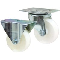 100 dia White Nylon Castors Braked 250kg cap