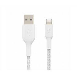 Belkin Boostcharge Braided Lade/Sync Kabel USB-A Stecker Auf Lightning Stecker, 1M, Weiß Belkin Boostcharge Braided Lade/Sync Kabel USB-A Stecker Auf Lightning Stecker, 1M, Weiß