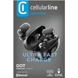 Cellularline Dot, Auricolari Bluetooth Senza Fili Cuffie Custodia Di Ricarica Dotata Di Display Led, Play Time 7 H, Talk Time 4.5 H, Play O Talk Time Con Custodia 22 H, Ricarica 45 Min Cellularline Dot, Auricolari Bluetooth Senza Fili Cuffie Custodia Di Ricarica Dotata Di Display Led, Play Time 7 H, Talk Time 4.5 H, Play O Talk Time Con Custodia 22 H, Ricarica 45 Min