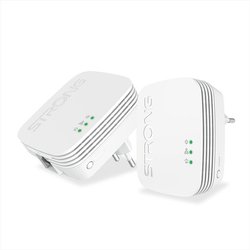 STRONG POWERL600DUOMINI Mini duo Powerline Kit 2 pezzi 600 Mbit/s. HomePlug AV2, Velocità Fino a 1000 Mbps, Per Streaming Video HD/3D/4K, essuna Configurazione Richiesta. Copertura di 300 metri