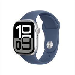 Apple Watch 10 42mm GPS Cassa in alluminio color argento con Cinturino Sport denim - S-M