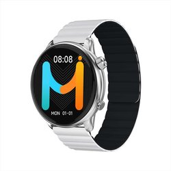 IMIKI HOLO TG2 - Smartwatch uomo donna - Display AMOLED 1,43", Connettività Bluetooth, Cinturino magnetico, Misura ossigeno nel sangue e Frequenza cardiaca, Android e iOS - Silver + Gray/Black