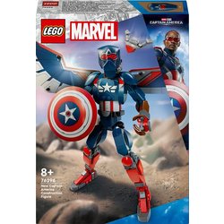 Lego | Marvel Nuovo Personaggio Costruibile Di Captain America, Action Figure Giocattolo, Supereroe Snodabile Da Collezione Con Scudo E Ali, Giochi Per Bambini E Bambine Da 8 Anni, Idea Regalo 76296