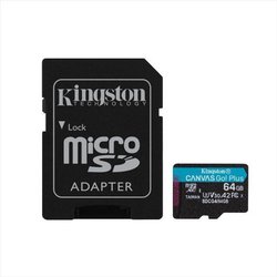 Kingston microSDXC 64GB Canvas Go Plus 200MB-s U3 V30 A2 Scheda di Memoria UHS-I Kingston microSDXC 64GB Canvas Go Plus 200MB-s U3 V30 A2 Scheda di Memoria UHS-I