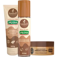 Kit Hidratante Esfoliante E Body Splash Haskell Doce De Leite Viçosa 200g 150g 200ml