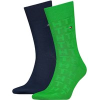 Tommy Hilfiger Mens 2-Pack Monogram Socks - Green - 9-12