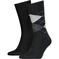 Tommy Hilfiger Mens 2-Pack Argyle Socks - Black - 9-12