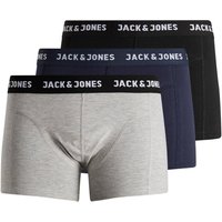 Jack And Jones Mens Anthony 3-Pack Trunks - Black/Blue/Grey - XL