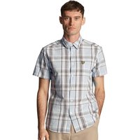 Lyle and Scott Mens Linen Check Short Sleeve Shirt - Light Blue - S
