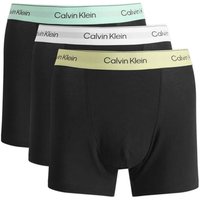 Calvin Klein Mens Icon Cotton Stretch Relaxed Dart 3-Pack Trunks - Black/Blue/Leaf - M