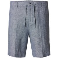 Selected Homme Mens Leroy Regular Fit Linen-Blend Shorts - Oceana - S