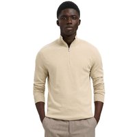 Selected Homme Mens Berg Half-Zip Knitted Jumper - Oatmeal - S