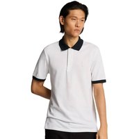 Lyle and Scott Mens Superfine Cotton Contrast Polo Shirt - White/Dark Navy - XS