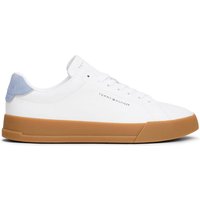 Tommy Hilfiger Mens Logo Court Leather Trainers - White/Brisk Blue - 7