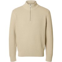 Selected Homme Mens Tom Knit Half-Zip Sweater - Oatmeal - XL