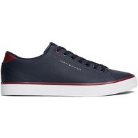 Tommy Hilfiger Mens Logo Leather Trainers - Navy Blue - 6