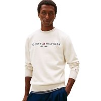 Tommy Hilfiger Mens Logo Embroidery Flex Fleece Sweatshirt - Heathered Oatmilk - L