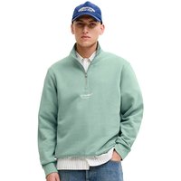 Jack And Jones Mens Soho Printed Half Zip Sweatshirt - Mineral Blue - XL