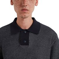 Farah Mens Birch Knitted Polo Shirt - True Navy - M