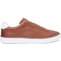 Tommy Hilfiger Mens Luxe Metallic Logo Leather Trainers - Winter Cognac - 7