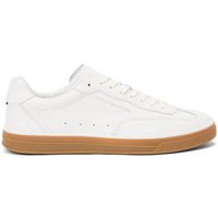 Tommy Hilfiger Mens Luxe Metallic Logo Leather Trainers - Ecru - 7