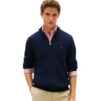 Tommy Hilfiger Mens Textured Quarter-Zip Mock Neck Jumper - Desert Sky - S