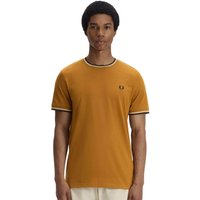 Fred Perry Mens Twin Tipped T-Shirt - Dark Caramel/Ecru/Navy - L