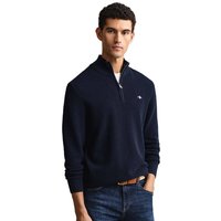 GANT Mens Textured Cotton Half-Zip Sweater - Evening Blue - S