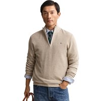 GANT Mens Textured Cotton Half-Zip Sweater - Oat Melange - S