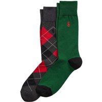 Polo Ralph Lauren Mens Argyle Cotton-Blend 2-Pack Socks - Anthracite/Green - One