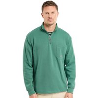 Armor Lux Mens Cotton Quarter-Zip Sweatshirt - Dark Ivy - XS