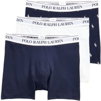 Polo Ralph Lauren Mens Stretch Cotton 3-Pack Boxer Briefs - Navy/White/Navy Aop - L
