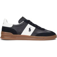 Polo Ralph Lauren Mens Heritage Aera Leather-Suede Trainers - Black/White - 8