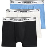 Polo Ralph Lauren Mens Stretch Cotton 3-Pack Boxer Briefs - Blue/White/Black - M