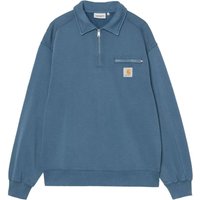 Carhartt WIP Mens Half Zip Detroit Sweatshirt - Blue River (Stone Washed) - M