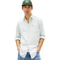 Tommy Jeans Mens Regular Fit Stripe Oxford Shirt - Bahama Green - XS