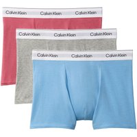 Calvin Klein Mens Icon Cotton Stretch Relaxed Dart 3-Pack Trunks - Pink/Blue/Grey - XL