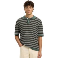 Selected Homme Mens Dane Knit Structure Stripe Polo Shirt - Balsam Green - M
