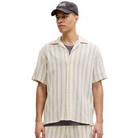 Jack And Jones Mens Coba Stripe Resort Shirt - Antique White - XL
