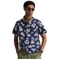 Polo Ralph Lauren Mens Classic Fit Seersucker Camp Shirt - Jaguar Tropical - S
