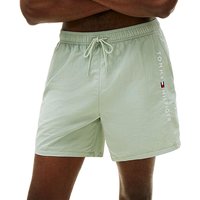 Tommy Hilfiger Mens Original Logo Mid Length Swim Shorts - Minty Grey - S