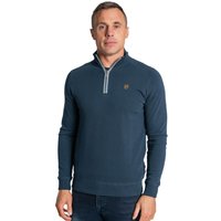 Tommy Bowe XV Kings Clothing Mens Falcons 1/4 Zip Sweater - Classic Navy/Jade Blue - 2XL