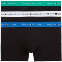 Tommy Hilfiger Mens Signature Repeat Logo Waistband 3-Pack Trunks - Jade/Blue/White - XL