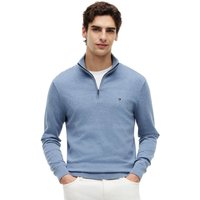 Tommy Hilfiger Mens Flag Embroidery Quarter-Zip Jumper - Brisk Blue Heather - XS