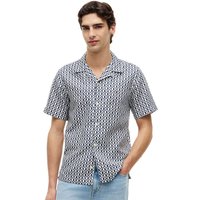 Tommy Hilfiger Mens Linen Blend AOP Regular Fit Shirt - Carbon Navy - S