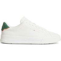 Tommy Hilfiger Mens Logo Court Leather Trainers - Ecru/Street Green - 12