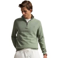 Polo Ralph Lauren Mens Mesh-Knit Cotton Quarter-Zip Sweater - Fern - XL