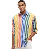 Tommy Hilfiger Mens Relaxed Fit Multicolour Stripe Poplin Shirt - Brilliant Orange - XS